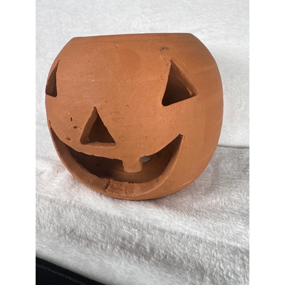 Unbranded Hand Made Jack-O-Lantern Pumpkin Luminary Unisex OS Terracotta Rustic